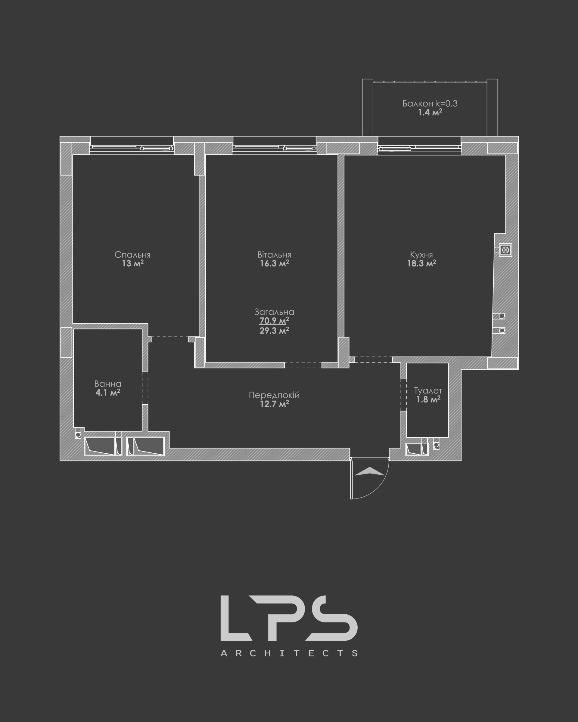Планування, дизайн інтерʼєру - Квартира Вірт Любомир, LPS Architects